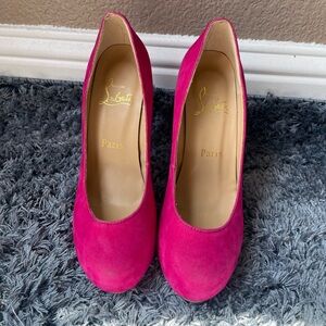 Christian Louboutin Suede Pink heels platform stilettos